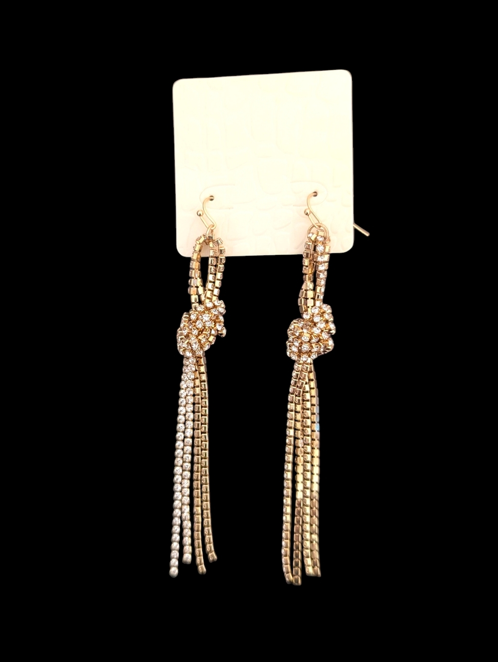 Knotted Rhinestone Fringe Earrings
